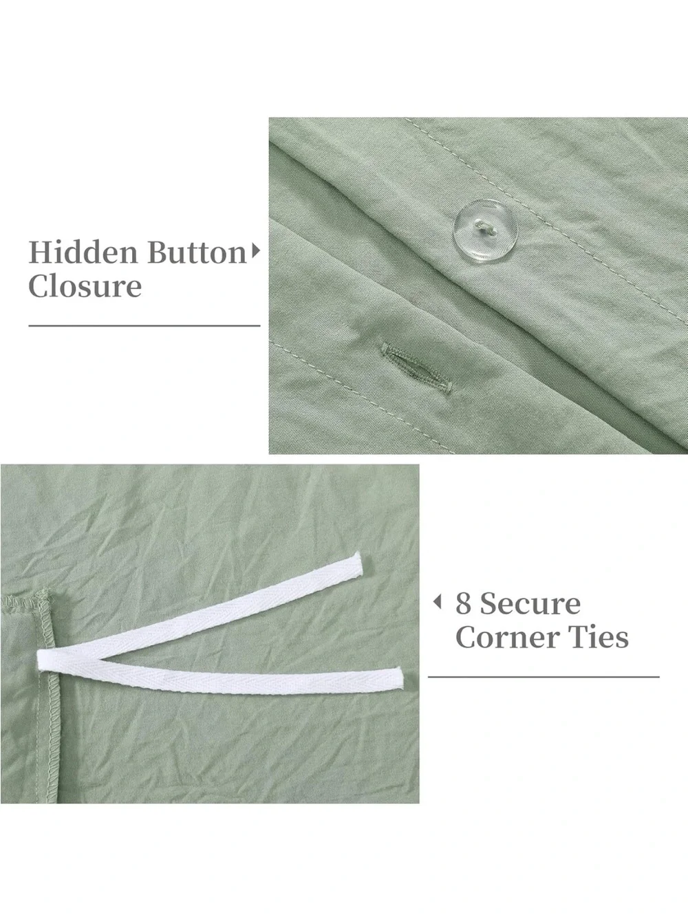 NEW CAROMIO Ruffle Duvet Cover King Size, 3PCS with Button Closure, Sage Green